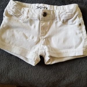 Girl's DKNY white hipster denim shorts size 10